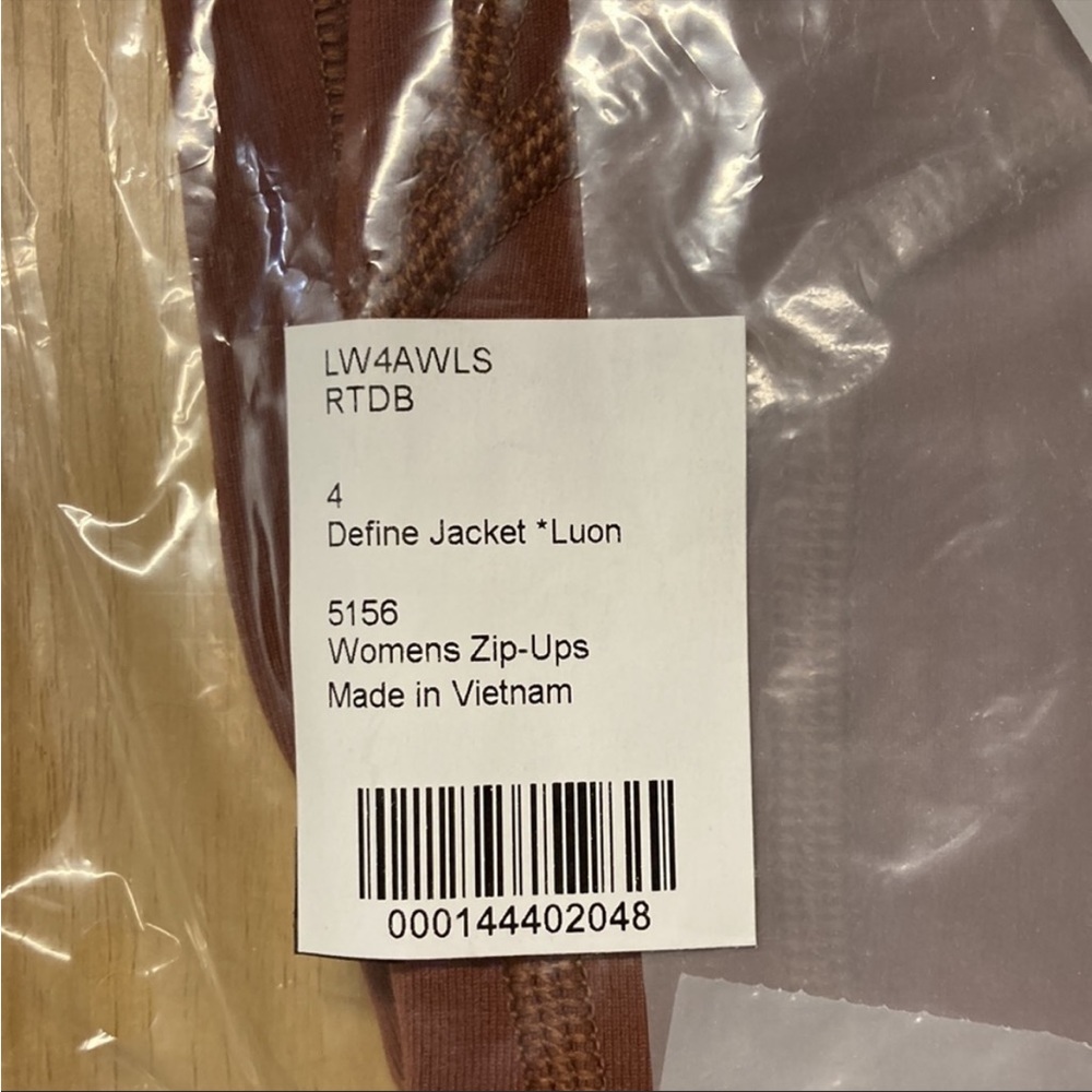 Lululemon Define Jacket Luon Roasted Brown Size 4 NWT - Picture 3 of 5